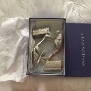 Stuart Weitzman Memoir Glitter Lace Sandal 7.5